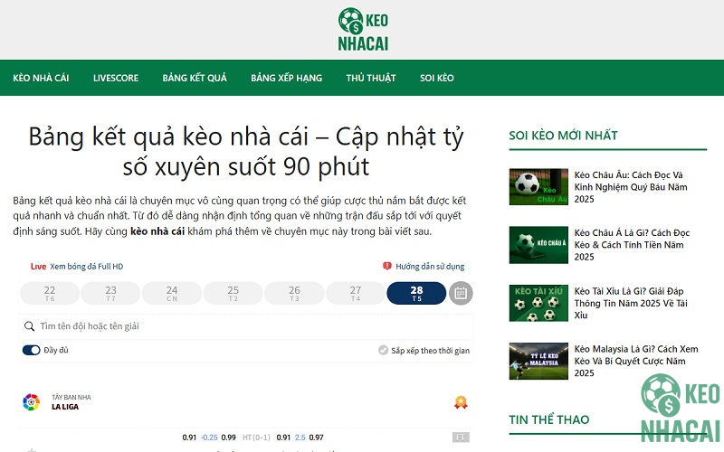 Bảng kết quả kèo nhà cái – Cập nhật tỷ số xuyên suốt 90 phút Bảng kết quả kèo nhà cái - Cập nhật tỷ số xuyên suốt 90 phút